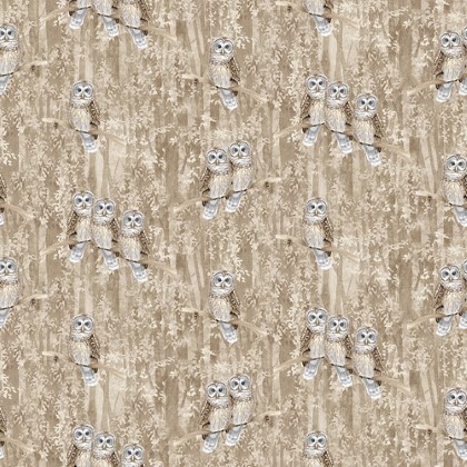 Blank Quilting - Jaded Forest - Owls, Tan