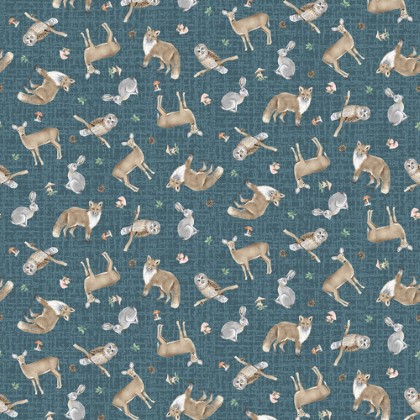 Blank Quilting - Jaded Forest - Tossed Critters, Teal