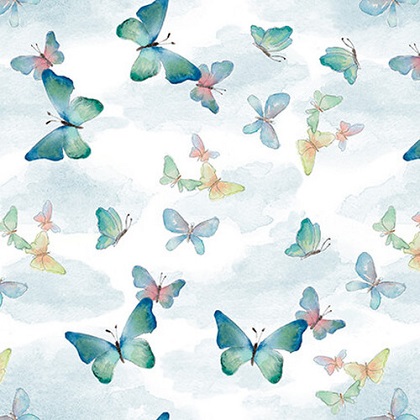 Blank Quilting - Love is in the Air - Butterflies, Light Blue