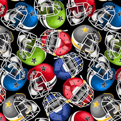 Blank Quilting - Love of the Game - Football Helmets, Black