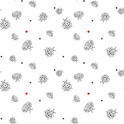Blank Quilting - Lower The Volume - Ladybugs, White