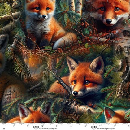 Blank Quilting - Minky - Babies in the Wild - Fox Allover, Brown