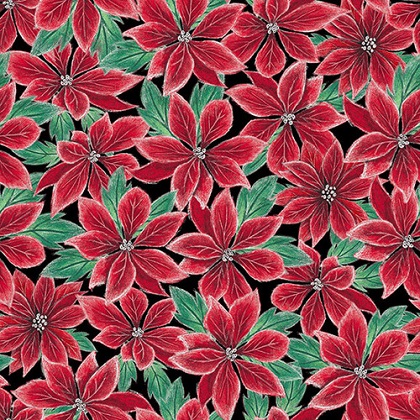 Blank Quilting - Mistletoe Magic - Poinsettias, Red