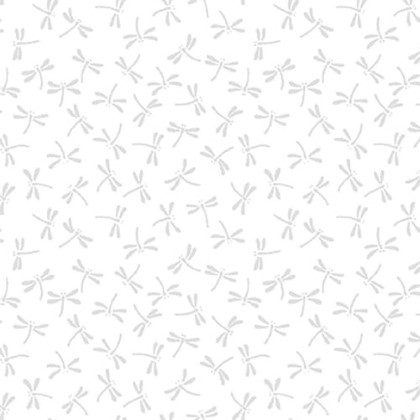 Blank Quilting - Morning Mist VIII - Dragonflies, White on White