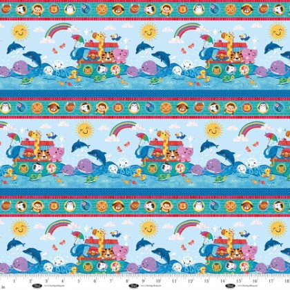 Blank Quilting - Noah & Friends - Border Stripe, Light Blue