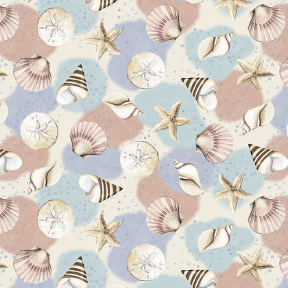 Blank Quilting - Ocean Oasis - Shells and Starfish, Light Blue