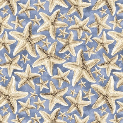 Blank Quilting - Ocean Oasis - Starfish, Med Blue