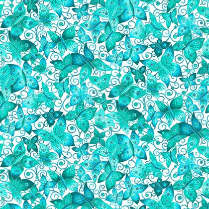 Blank Quilting - Ovarian Cancer Inspiration - Butterflies, Teal