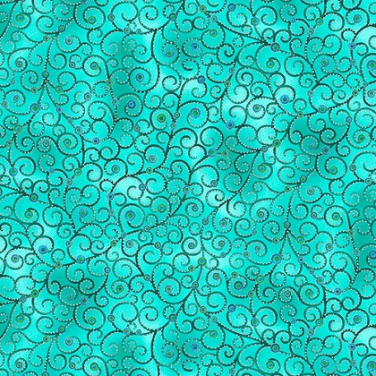 Blank Quilting - Ovarian Cancer Inspiration - Scroll, Teal