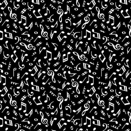 Blank Quilting - Paradox - Musical Notes, Black