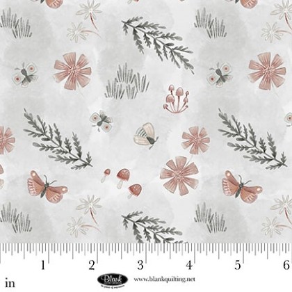 Blank Quilting - Petals & Pewter - Tossed Motifs, Mist
