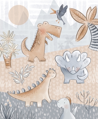 Blank Quilting - Rock of Ages - 36' Dinosaur Panel, Neutral