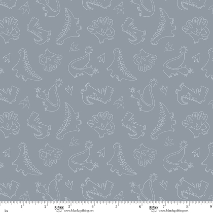 Blank Quilting - Rock of Ages - Outlined Dinosaur Toss, Carbon