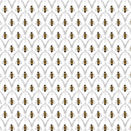 Blank Quilting - Royal Jelly - Bees in Scallops, White