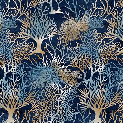 Blank Quilting - Seaside Serenity - Coral, Navy
