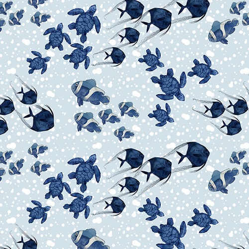 Blank Quilting - Seaside Serenity - Fish, Light Blue