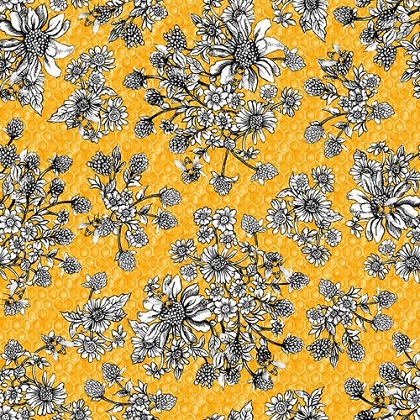 Blank Quilting - Show Me The Honey - Floral, Yellow