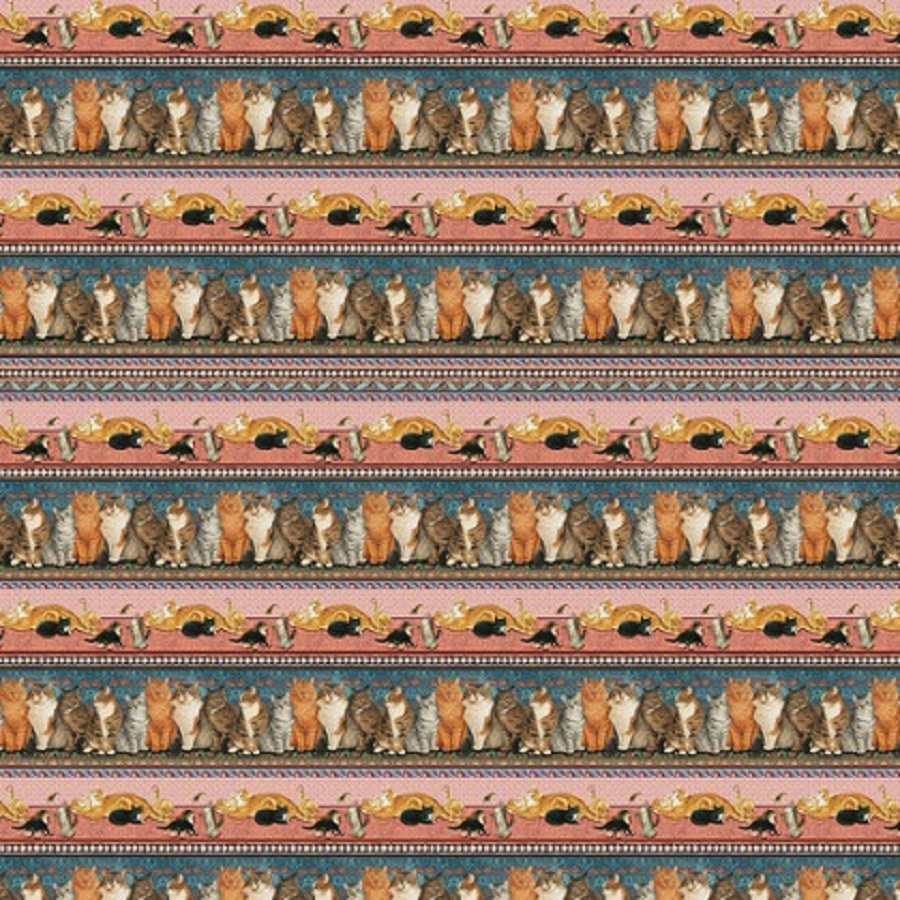 Blank Quilting - Sophisti-cats - Cat Border Stripe, Pink