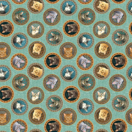 Blank Quilting - Sophisti-cats - Cat Portraits, Teal