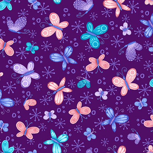 Blank Quilting - Sparkle Like A Unicorn - Butterflies, Dark Purple