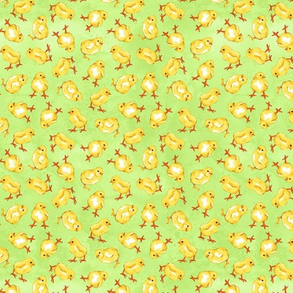 Blank Quilting - Spring is Hare - Tossed Chicks, Green