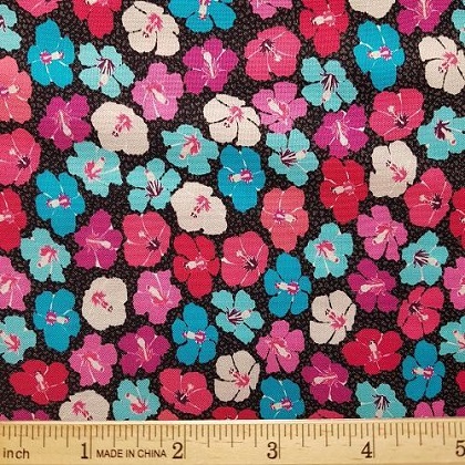 Blank Quilting - Wild Wild - Multi Flowers, Black