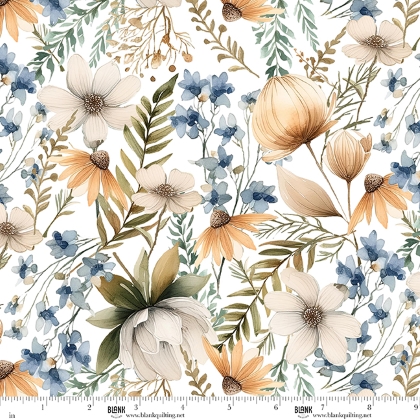 Blank Quilting - Wild and Free - Large Floral, Ecru