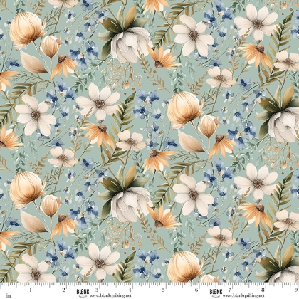 Blank Quilting - Wild and Free - Small Floral, Teal