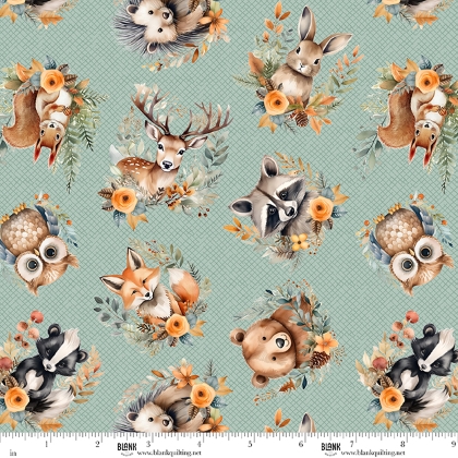 Blank Quilting - Wild and Free - Tossed Animals, Teal