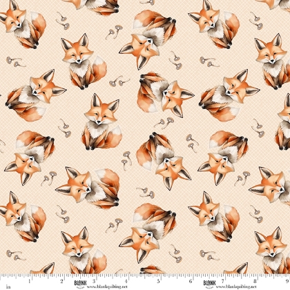 Blank Quilting - Wild and Free - Tossed Foxes, Cream