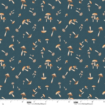 Blank Quilting - Wild and Free - Tossed Mushrooms, Navy