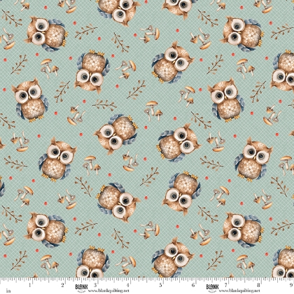 Blank Quilting - Wild and Free - Tossed Owls, Teal