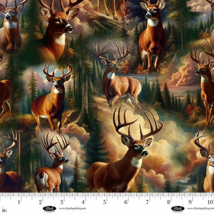 Blank Quilting - Wilderness Song - White Tail Bucks, Brown