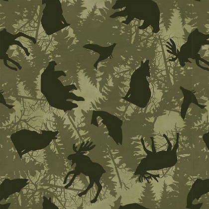 Blank Quilting - Wilderness Trail - Animal Silhouettes, Olive
