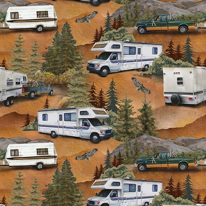 Blank Quilting - Wilderness Trail - Scenic RV's, Light Brown