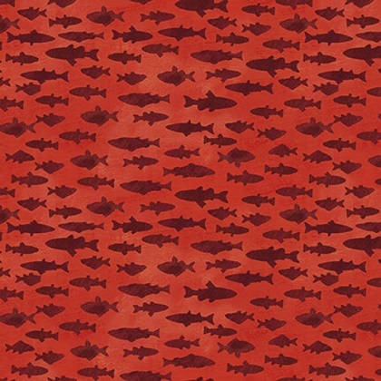 Blank Quilting - Wilderness Trail - Tonal Fish, Red