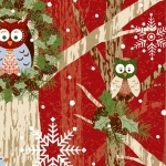 Blank Quilting - Woodland Noel Flannel - Owls In Trees, Red