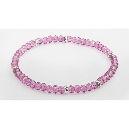 Bracelet - Mini Crystal - Raspberry/Silver