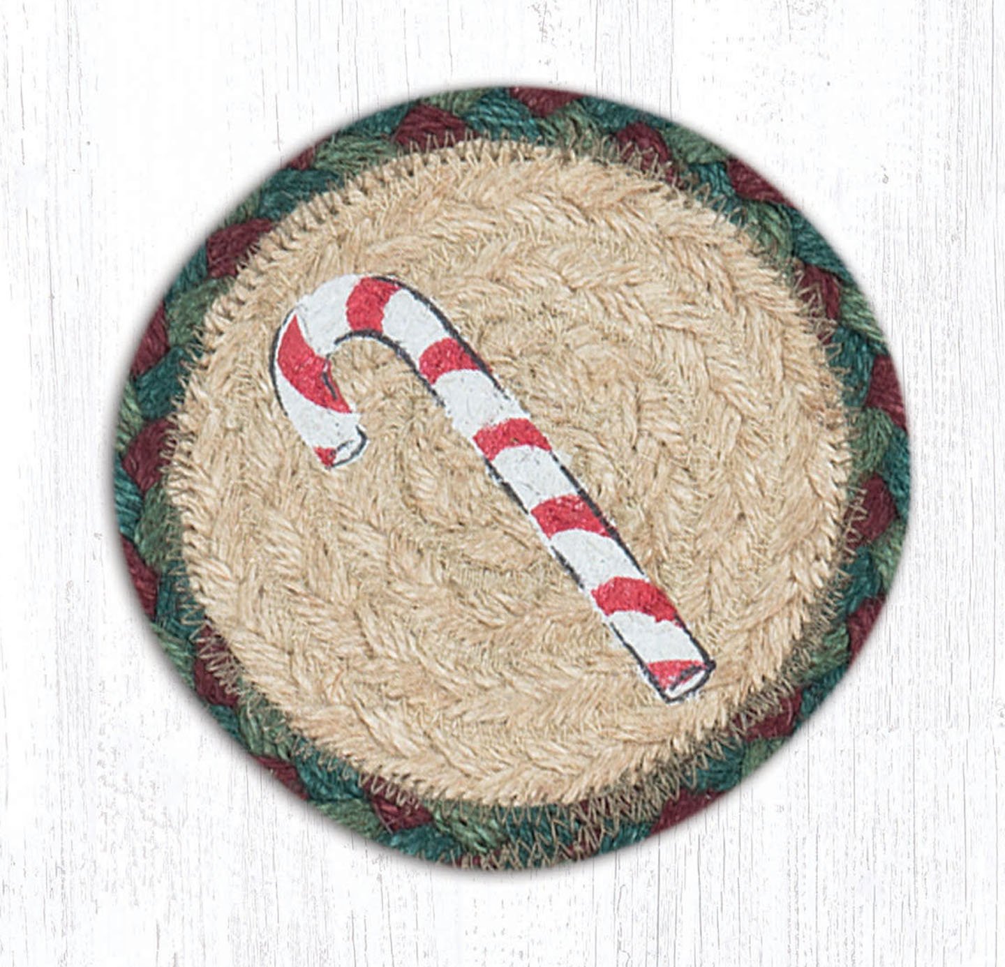 Braided Coaster - Candy Cane