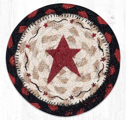 Braided Coaster - Primitive Burgundy Star, 5'