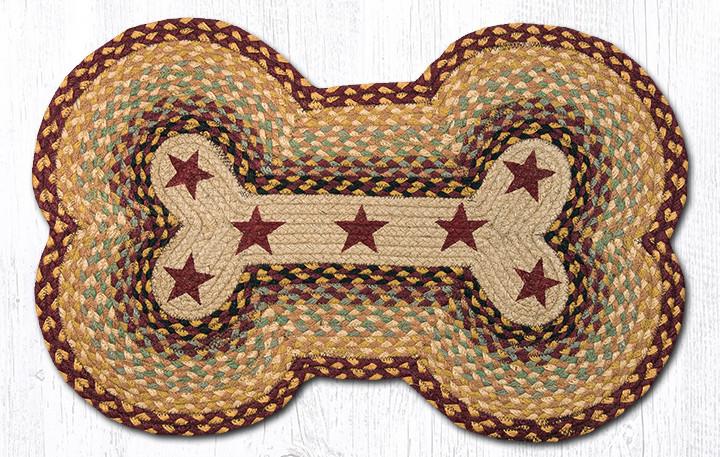 Braided Dog Bone - Burgundy/Gray/Cream (Stars), 18' X 28'