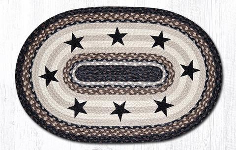 Braided Rug - Black (Stars), 20' X 30' (Oval)