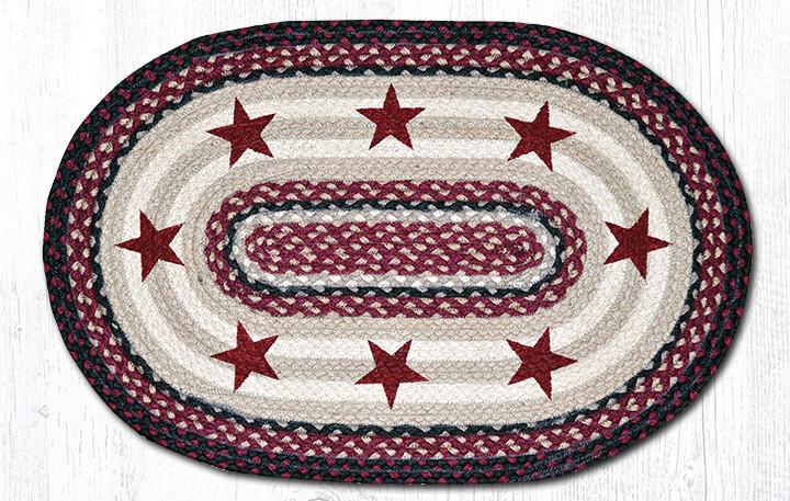 Braided Rug - Burgundy (Stars), 20' X 30' (Oval)