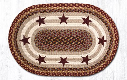 Braided Rug - Burgundy/Gray/Cream (Stars), 20' X 30' (Oval)