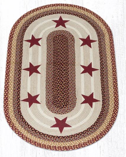 Braided Rug - Burgundy/Gray/Cream (Stars), 4' X 6' (Oval)