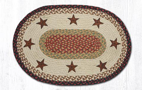 Braided Rug - Burgundy/Mustard (Stars), 20' X 30' (Oval)