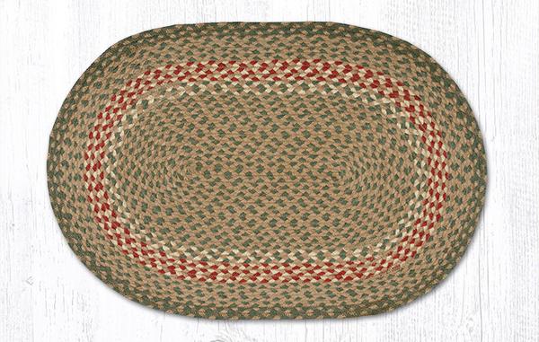 Braided Rug - Green/Burgundy, 3' X 5' (Oval)