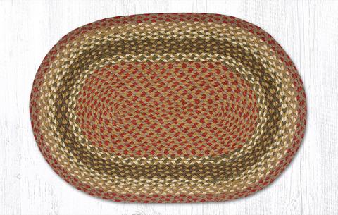 Braided Rug - Olive/Burgundy/Grey, 27' X 45' (Oval)