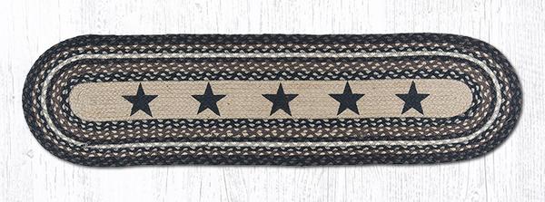 Braided Tablerunner - Black Stars, 13' X 36' (Oval)