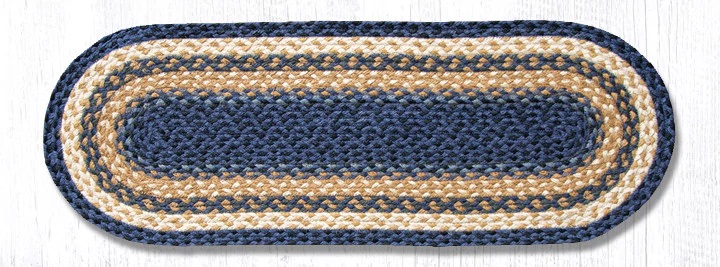 Braided Tablerunner - Blue/Mustard, 13' X 36' (Oval)